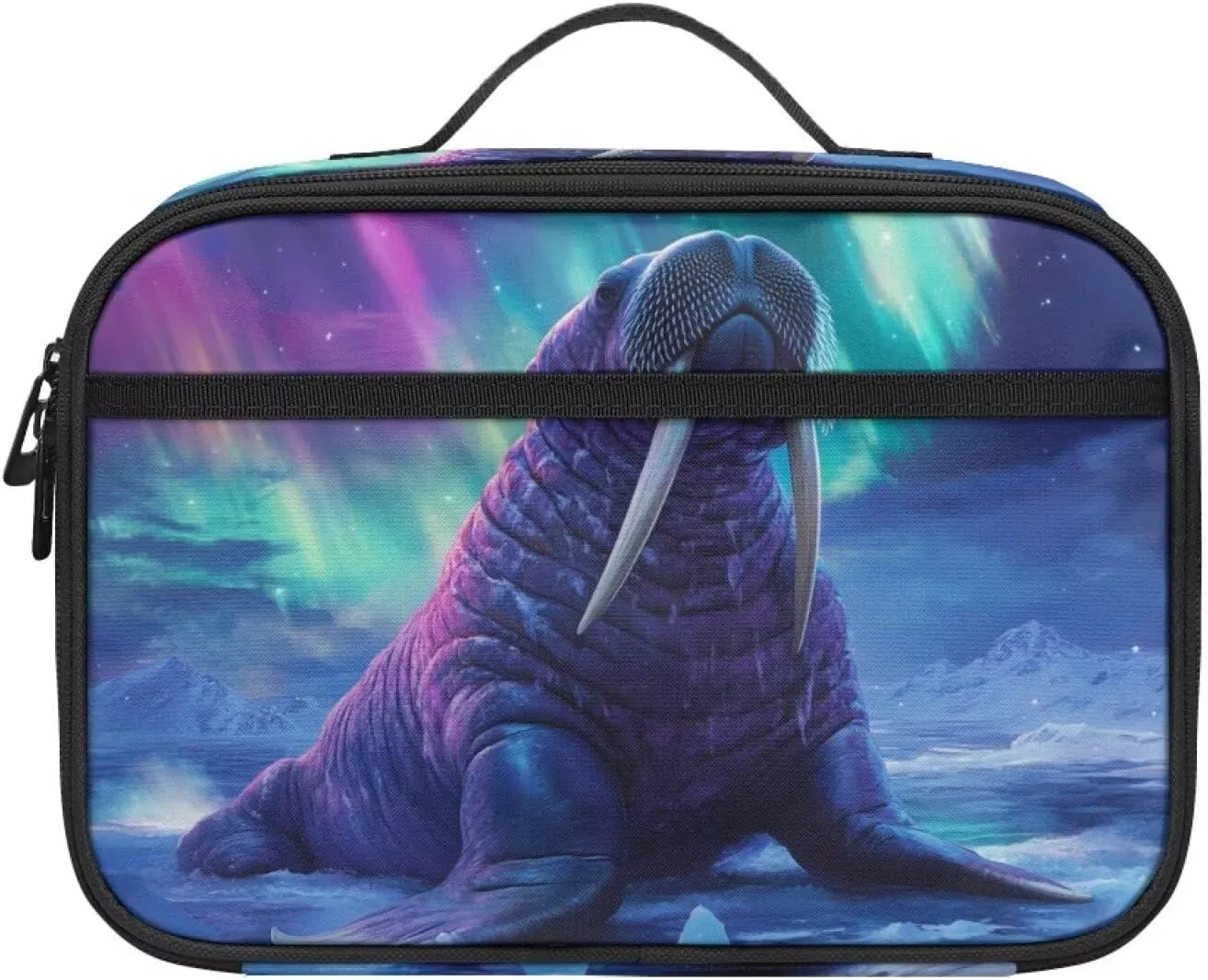 COEQINE Walrus School Lunch Box for Men Boys Elementary Pre School Handbag with Handles Travel Lunchbox Boys 8-12 Insulated Reusable Men Lunch Bag for Work Back to School Gifts