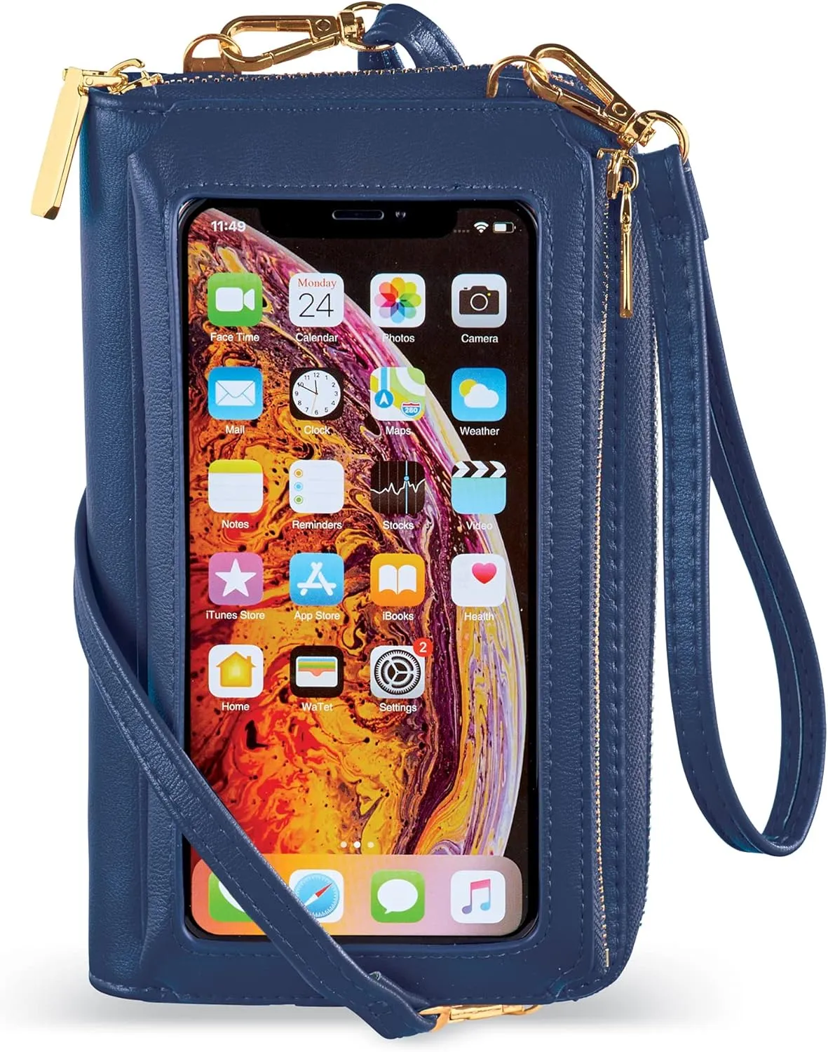 Collections Etc RFID Touch Screen Phone Wallet Crossbody Handbag