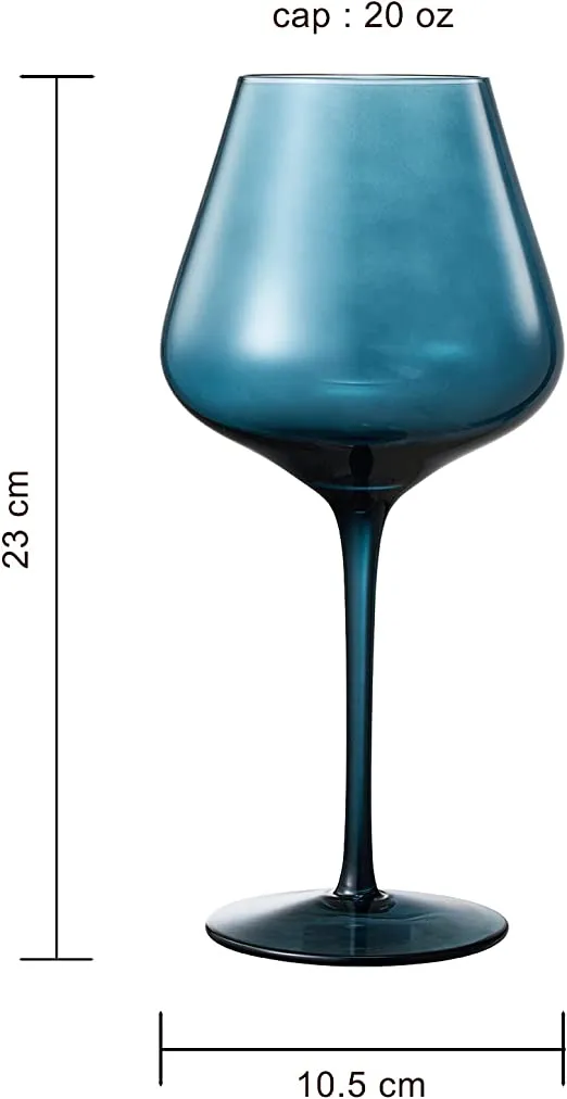 Colored Crystal Wine Glass Set of 6-  20 oz