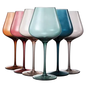 Colored Crystal Wine Glass Set of 6-  20 oz