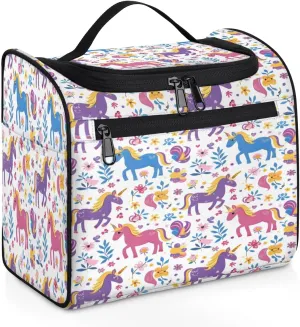 Colorful Unicorn Travel Toiletry Bag for Men and Women, Large Hanging Makeup Bag Organizer Toiletries Bag for Travel, Cosmetic Bag with Handle