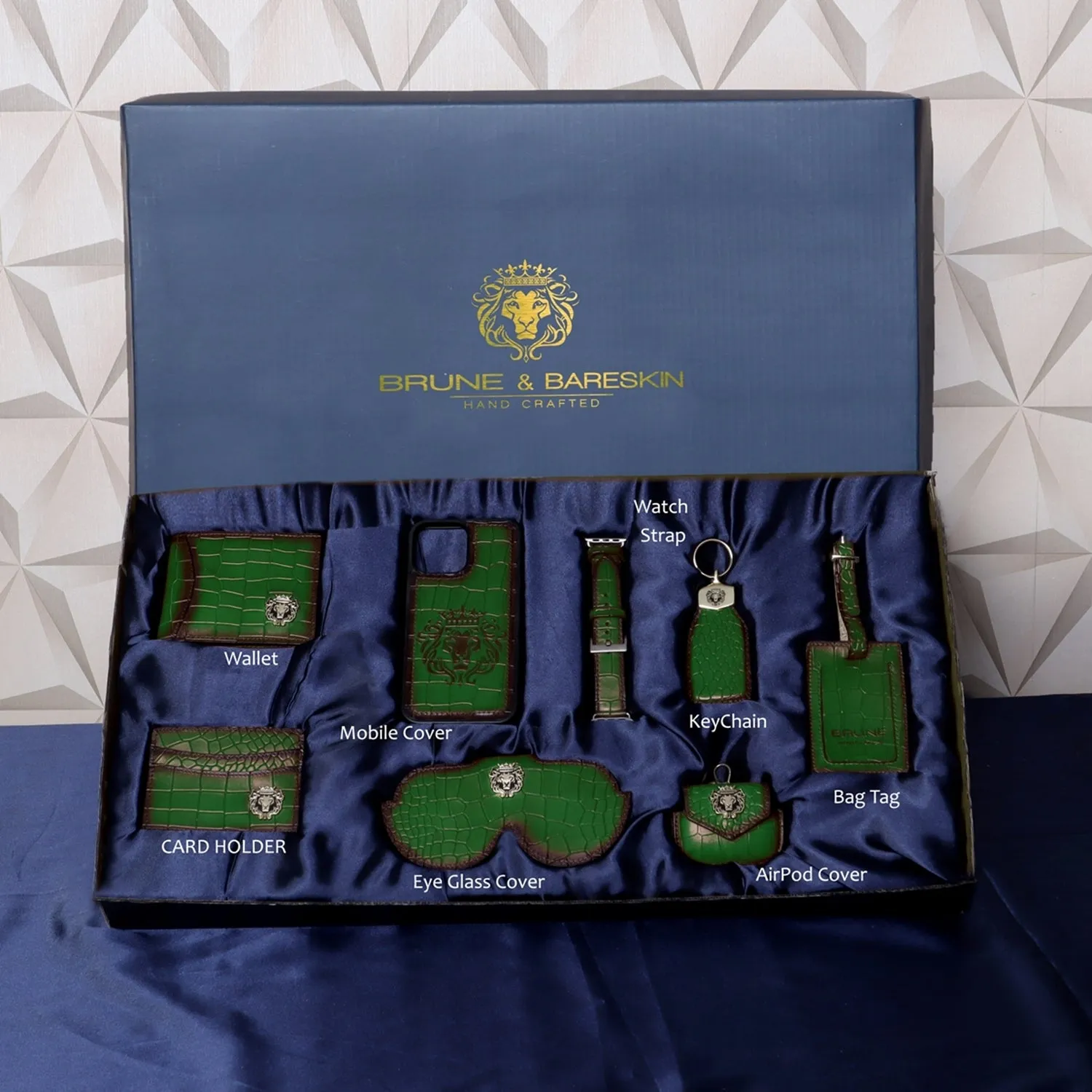 Combo of Multi Color Accessory in Deep Cut Croco Textured Leather Products