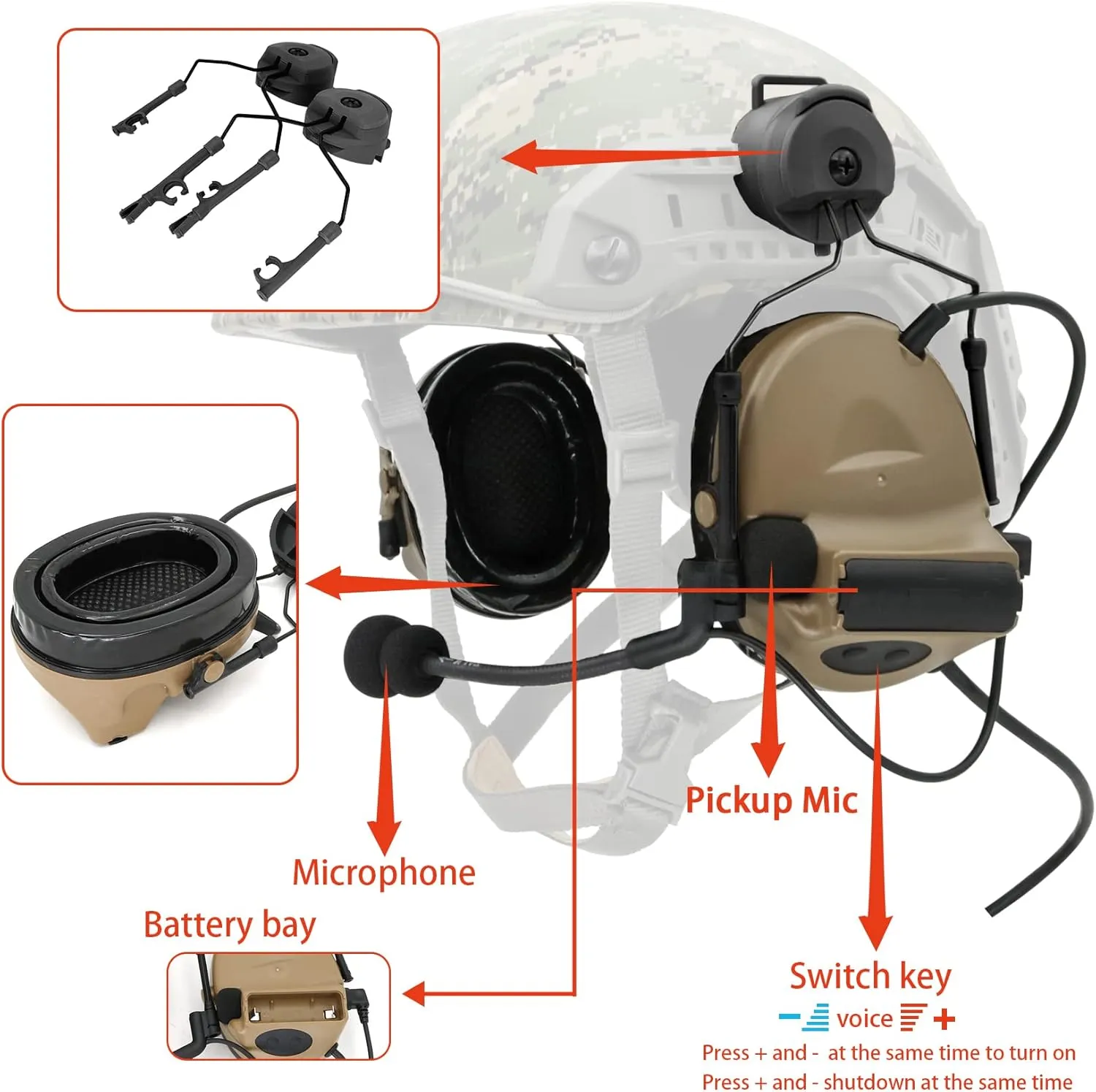 COMTA 2 Tactical Headset with U94 PTT 2pin，for airsoft，hunting，outdoor，Noise Canceling Headphones