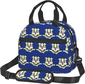 Connecticut State Flag Insulated Lunch Bag Lunch Box For Women Men Reusable Tote For Office Gym Outings