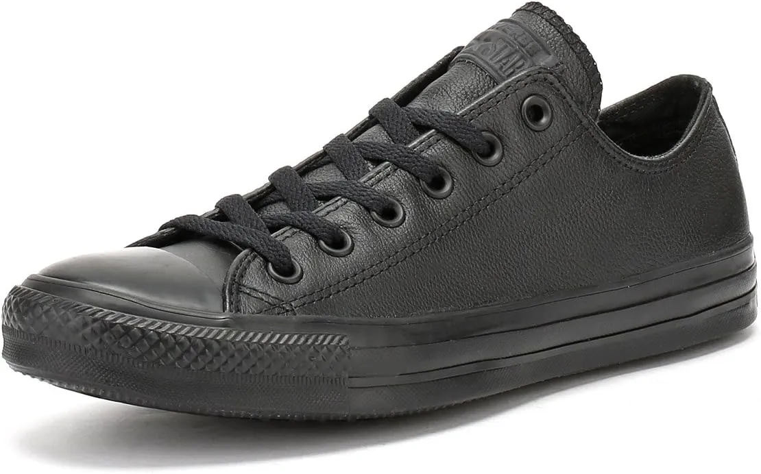 Converse All Star Leather Ox Unisex Trainers Black Black - 5.5 UK