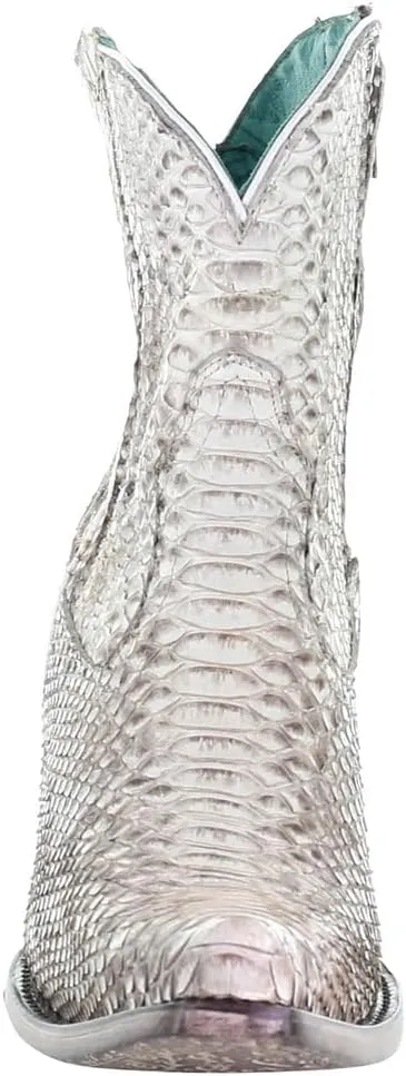 CORRAL LADIE'S NATURAL PYTHON ZIPPER ANKLE BOOT, SNIP TOE, LEATHER SOLE, WESTERN, A3791