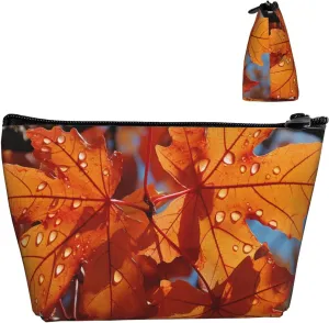 Cosmetic Bag Portable Makeup Bag Fall Maple Leafs Toiletry Bag Large Capacity Zipper Pouch Waterproof Toiletry Pouch Makeup Organizer Case for Women Men