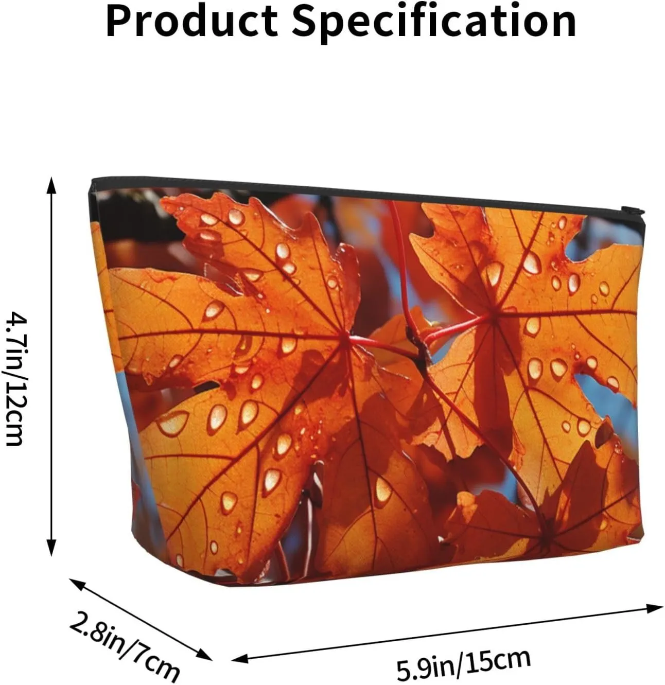 Cosmetic Bag Portable Makeup Bag Fall Maple Leafs Toiletry Bag Large Capacity Zipper Pouch Waterproof Toiletry Pouch Makeup Organizer Case for Women Men