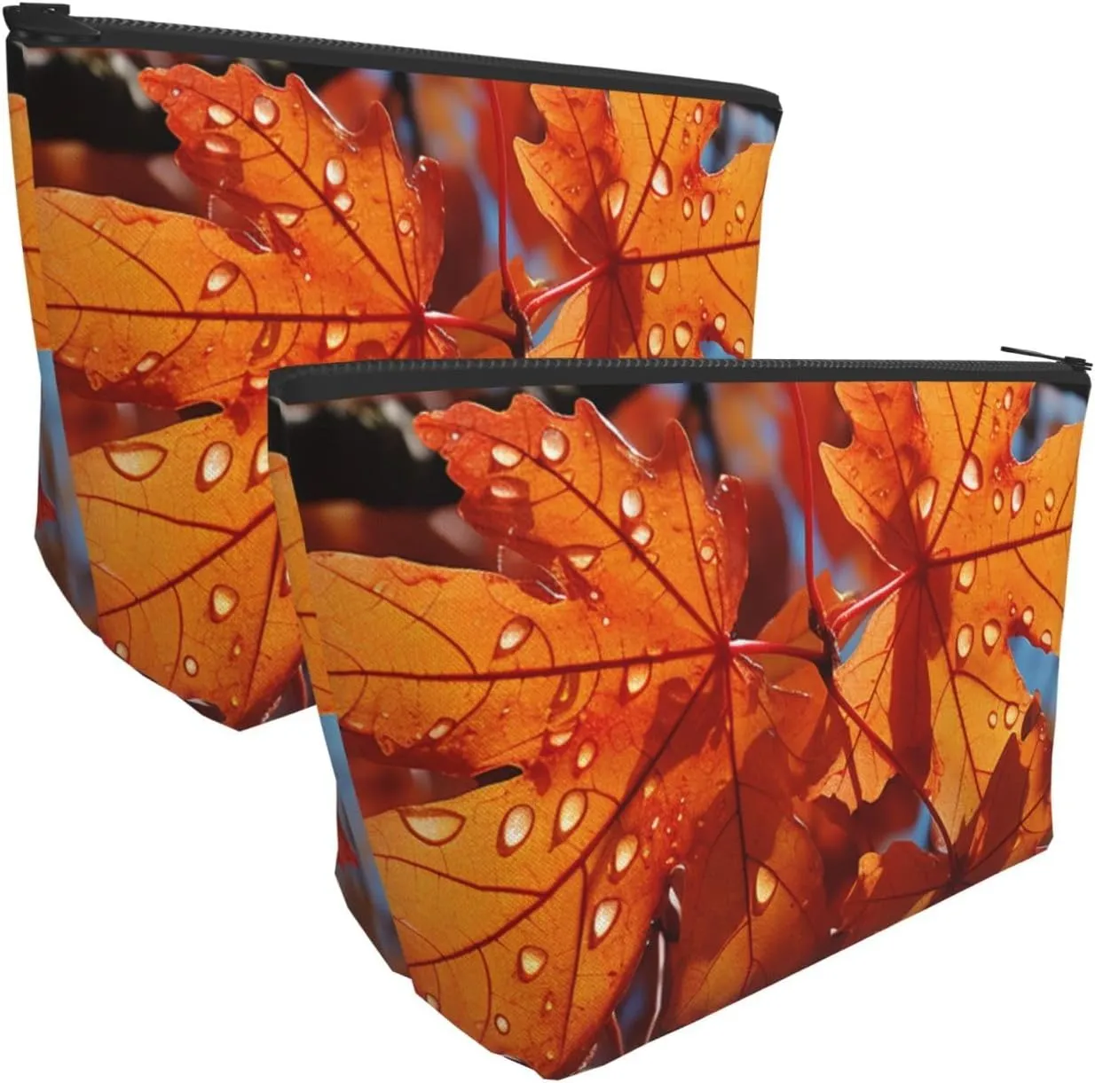 Cosmetic Bag Portable Makeup Bag Fall Maple Leafs Toiletry Bag Large Capacity Zipper Pouch Waterproof Toiletry Pouch Makeup Organizer Case for Women Men