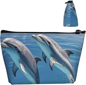 Cosmetic Bag Portable Makeup Bag Two Dolphins Toiletry Bag Large Capacity Zipper Pouch Waterproof Toiletry Pouch Makeup Organizer Case for Women Men