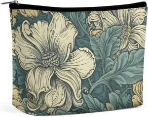 Cosmetic Bag Travel Makeup Bag Waterproof Toiletry Bag Green Pattern Makeup Organizer Case Portable Toiletry Pouch Large Capacity Zipper Pouch for Women Men