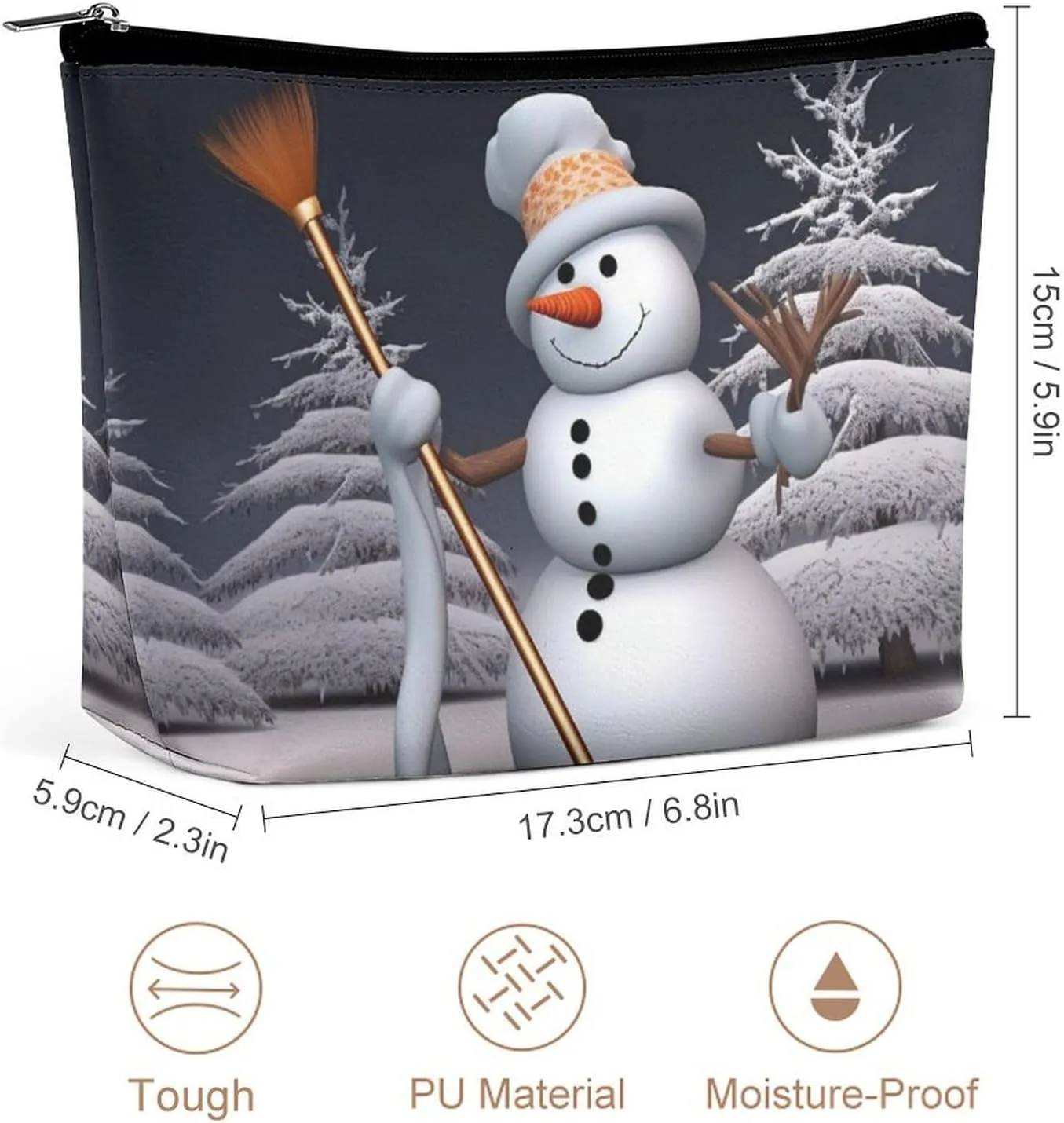 Cosmetic Bag Travel Makeup Bag Waterproof Toiletry Bag Hardworking Snowman Makeup Organizer Case Portable Toiletry Pouch Large Capacity Zipper Pouch for Women Men