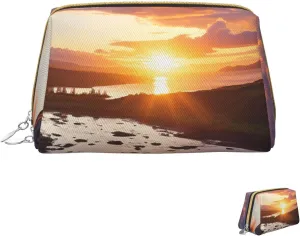 Cosmetic bag Travel Makeup Bag Waterproof Toiletry Pouch Portable Wide open Pouch Beautiful Sunrise Makeup Organizer Case Large Capacity Zipper Pouch Toiletry bag for women