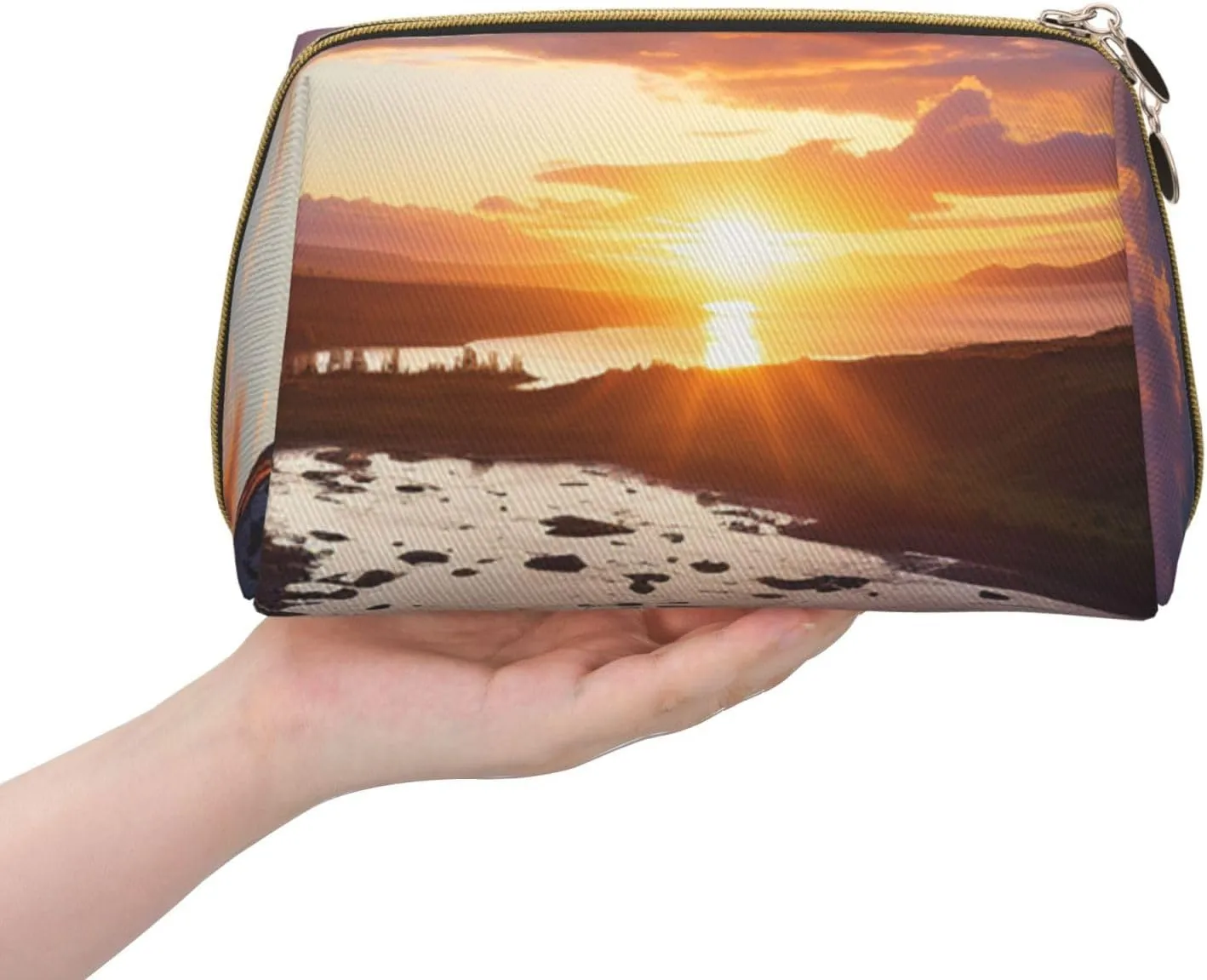 Cosmetic bag Travel Makeup Bag Waterproof Toiletry Pouch Portable Wide open Pouch Beautiful Sunrise Makeup Organizer Case Large Capacity Zipper Pouch Toiletry bag for women