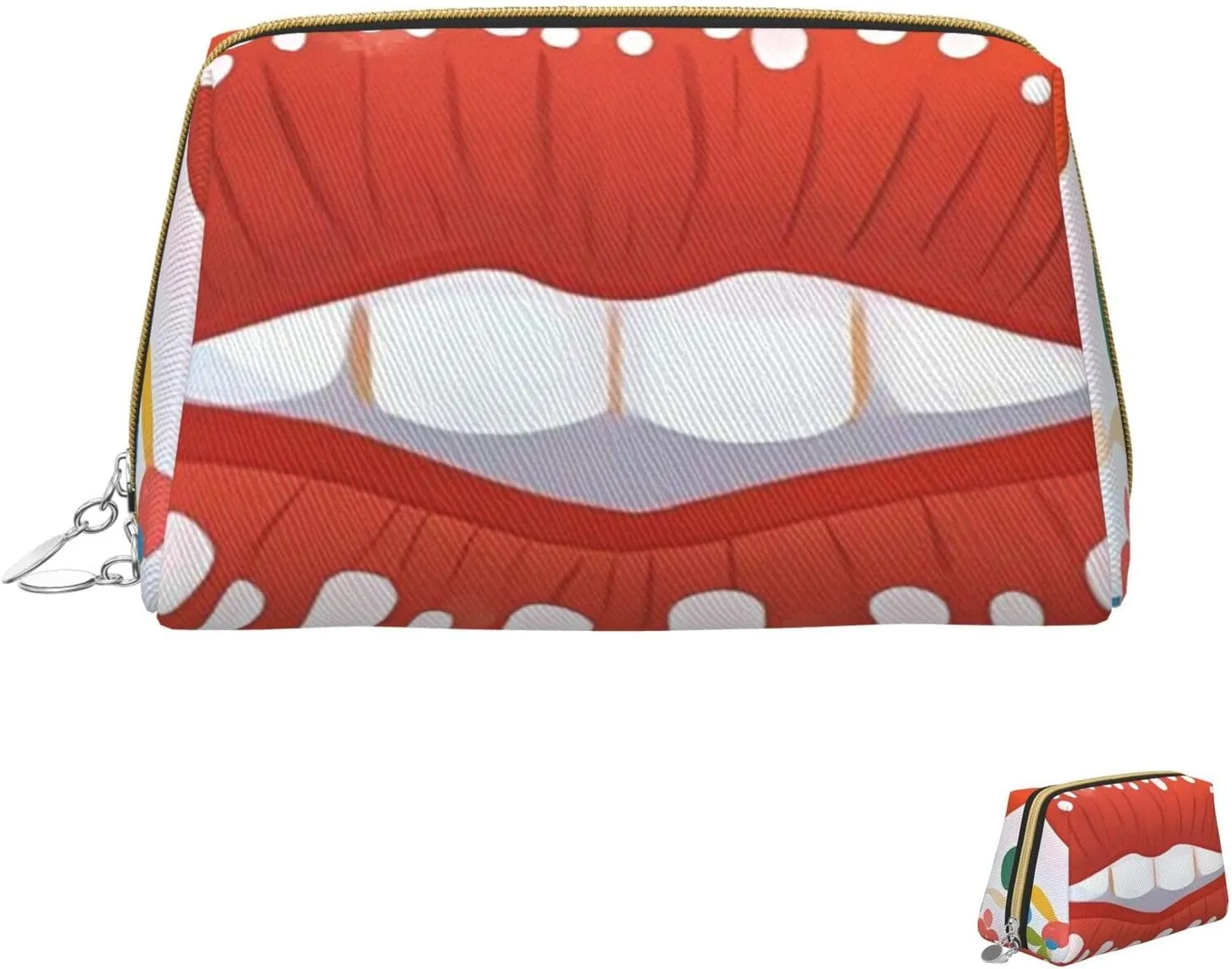 Cosmetic Bag Travel Makeup Bag Waterproof Toiletry Pouch Portable Wide Open Pouch Cute Otter Makeup Organizer Case Large Capacity Zipper Pouch Toiletry Bag for Women, Cute Graphic Red Lips, One Size