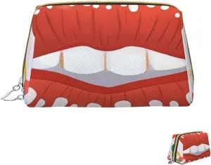 Cosmetic Bag Travel Makeup Bag Waterproof Toiletry Pouch Portable Wide Open Pouch Cute Otter Makeup Organizer Case Large Capacity Zipper Pouch Toiletry Bag for Women, Cute Graphic Red Lips, One Size