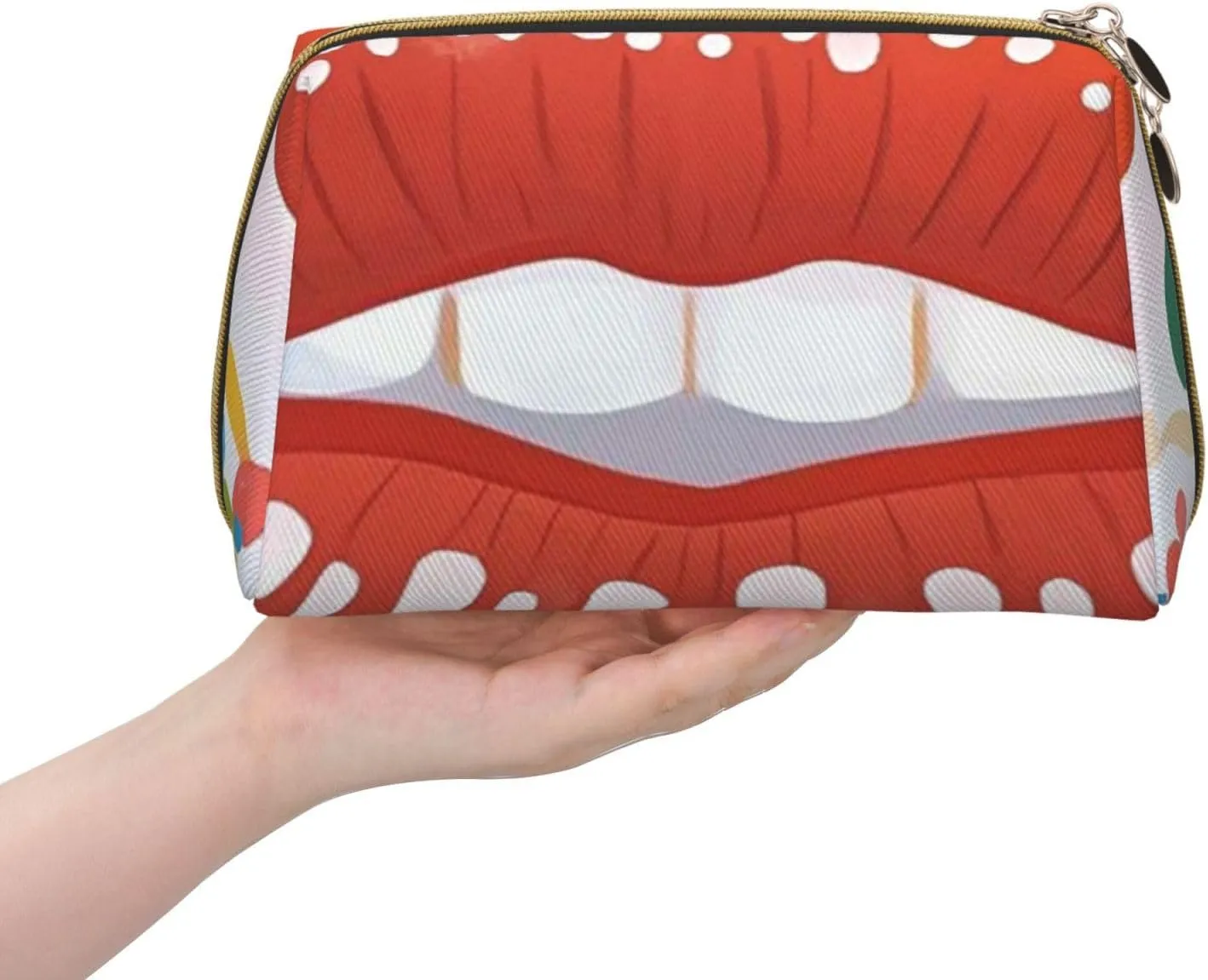 Cosmetic Bag Travel Makeup Bag Waterproof Toiletry Pouch Portable Wide Open Pouch Cute Otter Makeup Organizer Case Large Capacity Zipper Pouch Toiletry Bag for Women, Cute Graphic Red Lips, One Size