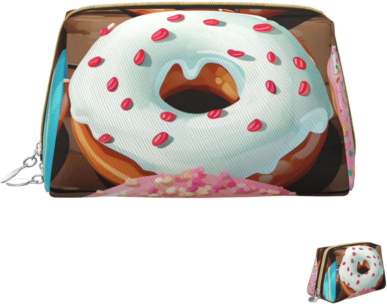 Cosmetic bag Travel Makeup Bag Waterproof Toiletry Pouch Portable Wide open Pouch Donuts Makeup Organizer Case Large Capacity Zipper Pouch Toiletry bag for women