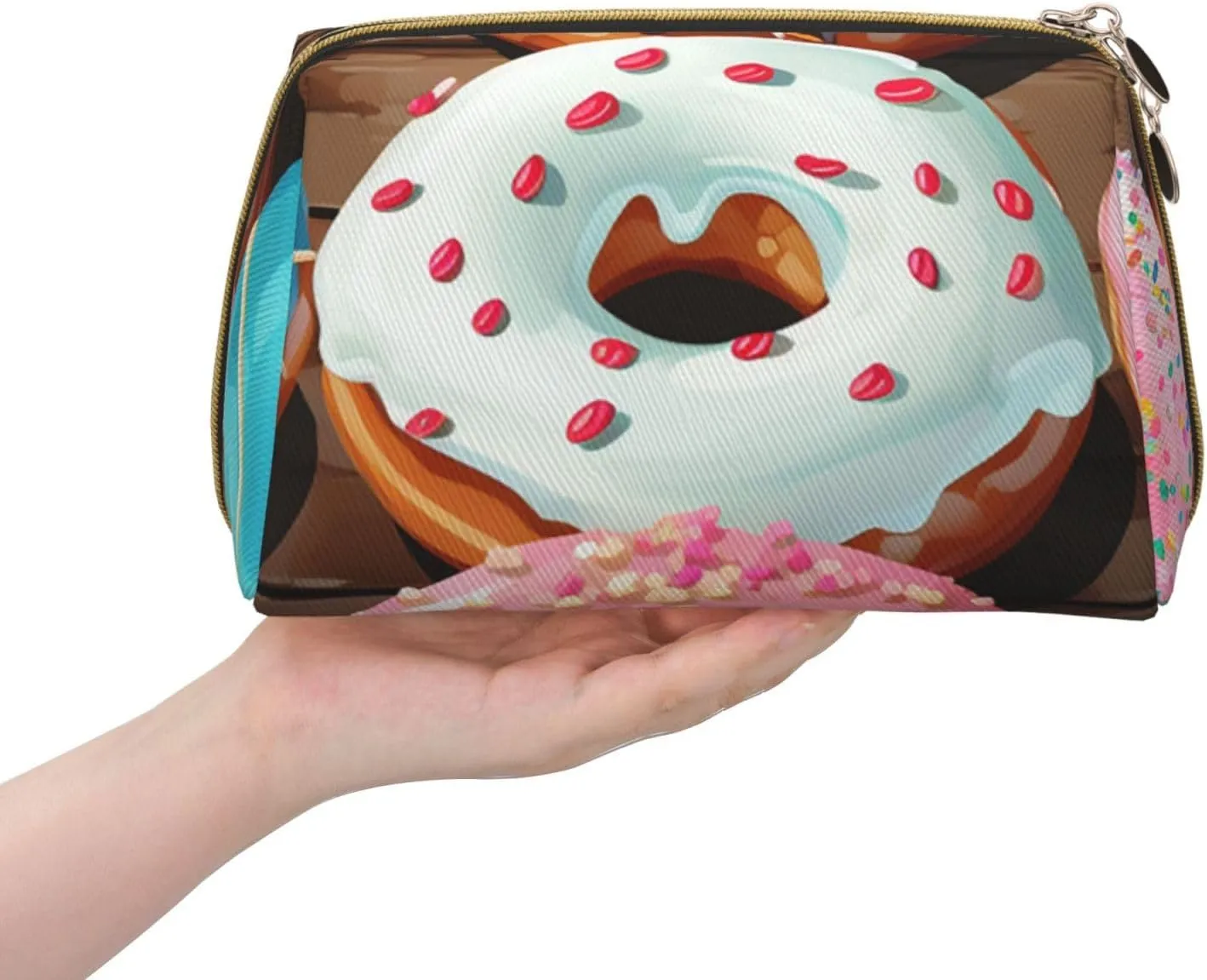 Cosmetic bag Travel Makeup Bag Waterproof Toiletry Pouch Portable Wide open Pouch Donuts Makeup Organizer Case Large Capacity Zipper Pouch Toiletry bag for women