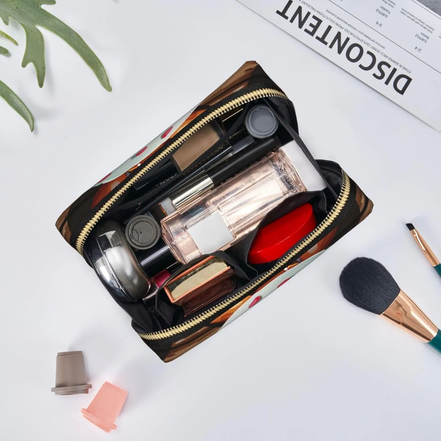 Cosmetic bag Travel Makeup Bag Waterproof Toiletry Pouch Portable Wide open Pouch Donuts Makeup Organizer Case Large Capacity Zipper Pouch Toiletry bag for women