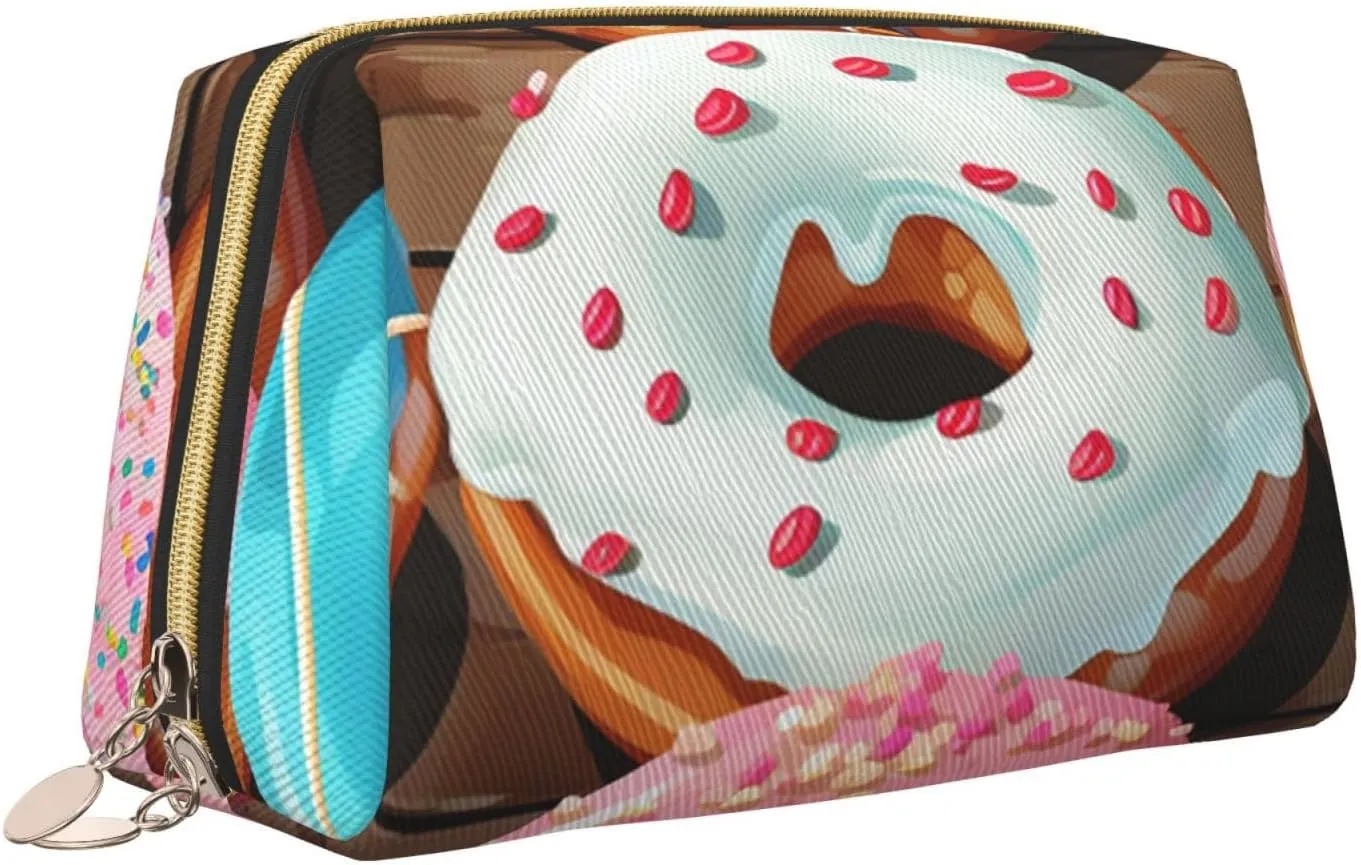 Cosmetic bag Travel Makeup Bag Waterproof Toiletry Pouch Portable Wide open Pouch Donuts Makeup Organizer Case Large Capacity Zipper Pouch Toiletry bag for women