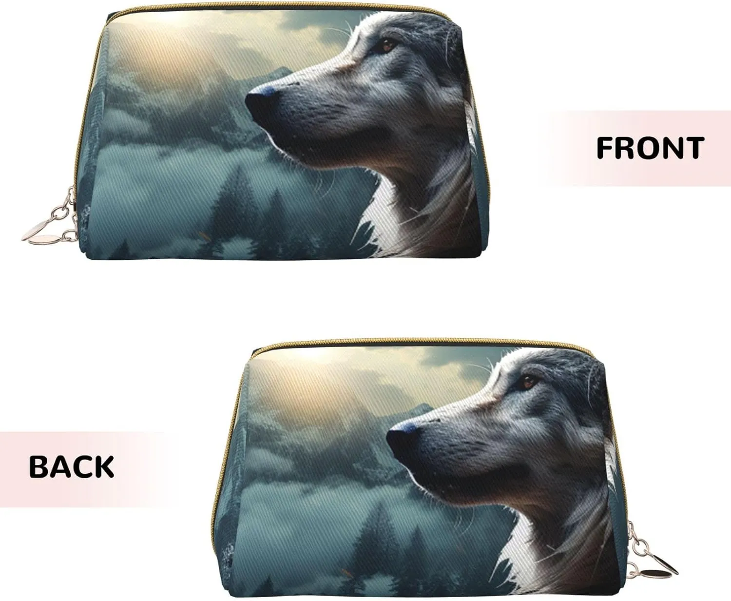 Cosmetic bag Travel Makeup Bag Waterproof Toiletry Pouch Portable Wide open Pouch Wolf at night Makeup Organizer Case Large Capacity Zipper Pouch Toiletry bag for women
