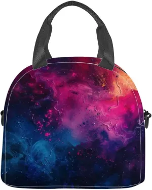 Cosmos abstract features a colorful and dreamy depiction a galaxy Insulated Adult Lunch Bag with Shoulder Strap for Women Lightweight Reusable Portable Freezable Lunch Tote Bag for Work Picnic