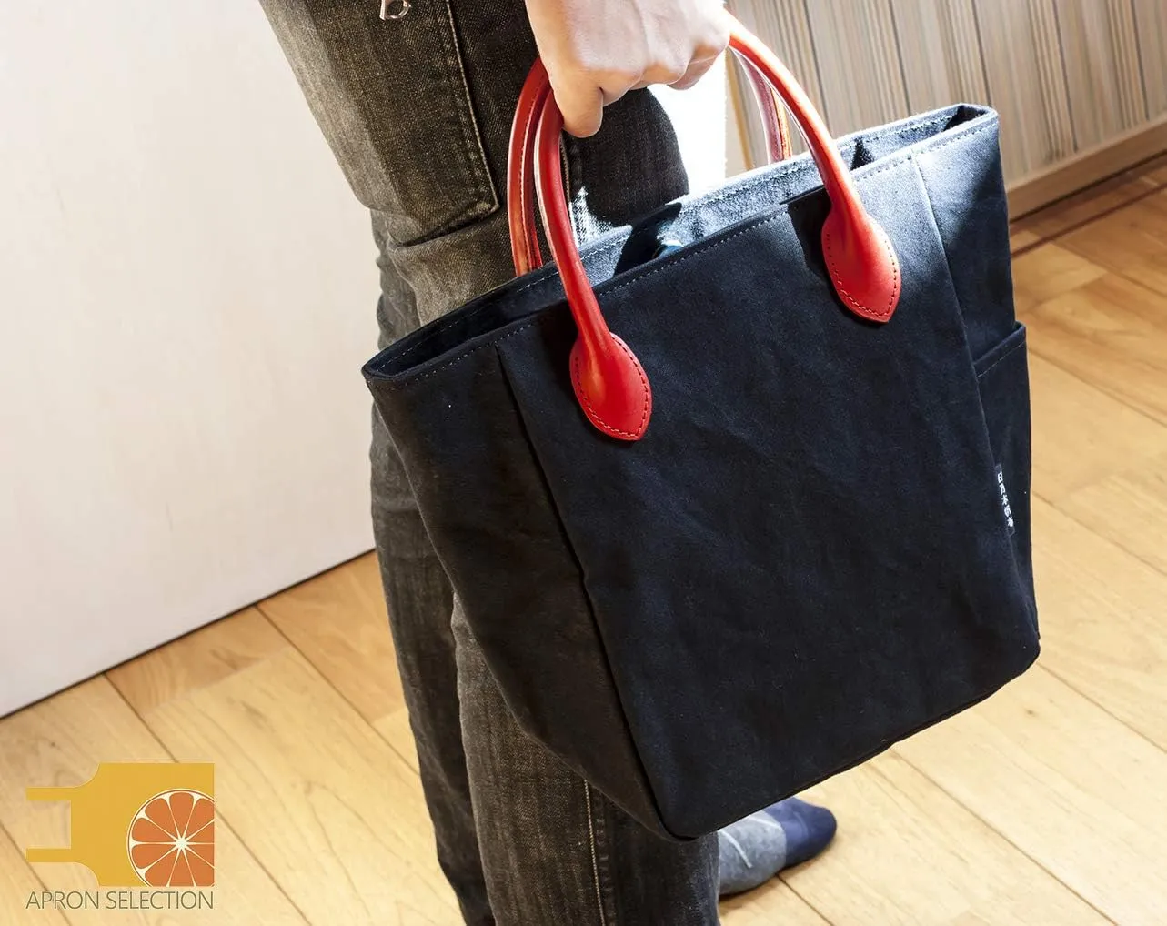 Cotton Canvas Leather Mini Tote Lunch Bag with Handle Moss Green (Black)
