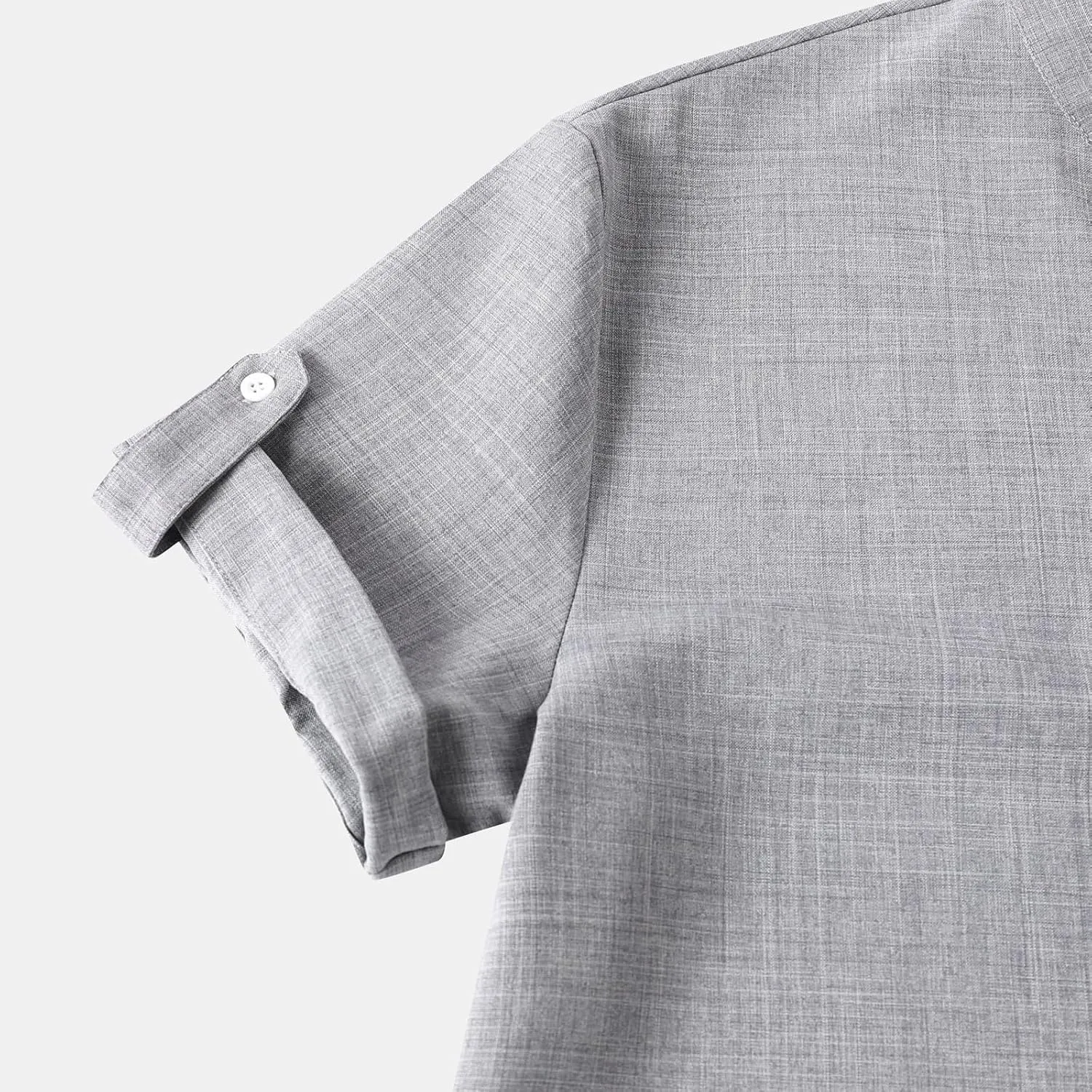 Cotton Linen Shirts for Men Summer Lightweight Casual Short Sleeve T Shirts Banded Collar Henley Tops Beach Vacation