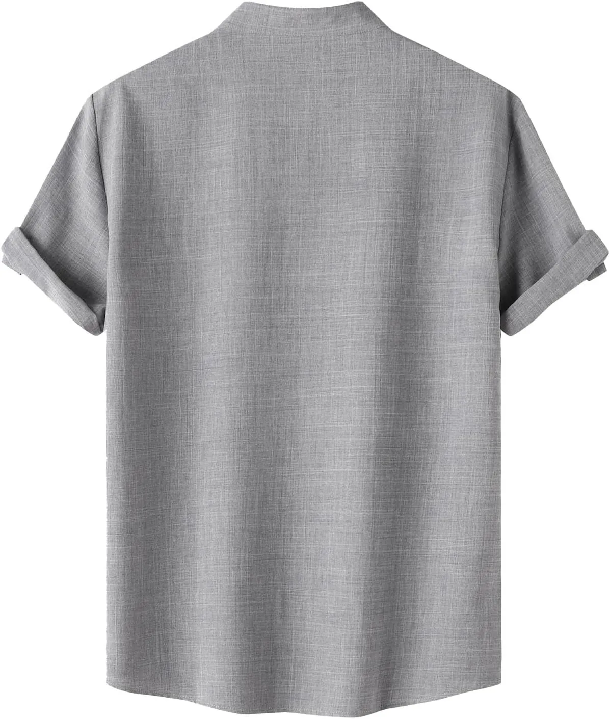 Cotton Linen Shirts for Men Summer Lightweight Casual Short Sleeve T Shirts Banded Collar Henley Tops Beach Vacation