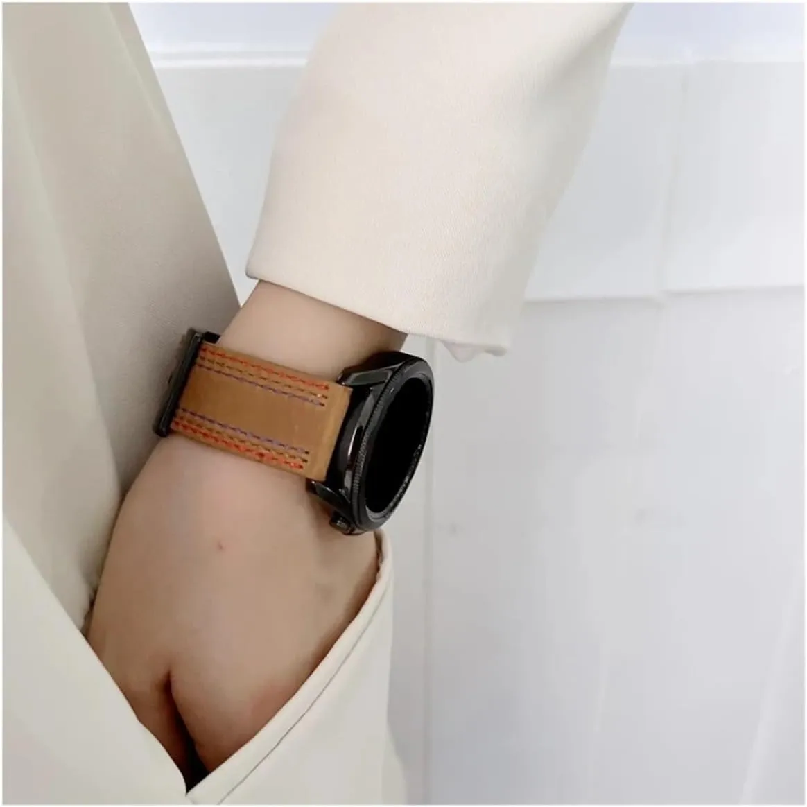 Cow Leather Strap Fit for Samsung Galaxy Watch/Huawei Watch 3 GT 2 46mm 42mm/ Amazfit GTR Bracelet Watch band