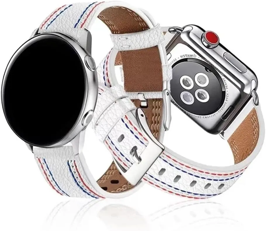 Cow Leather Strap Fit for Samsung Galaxy Watch/Huawei Watch 3 GT 2 46mm 42mm/ Amazfit GTR Bracelet Watch band