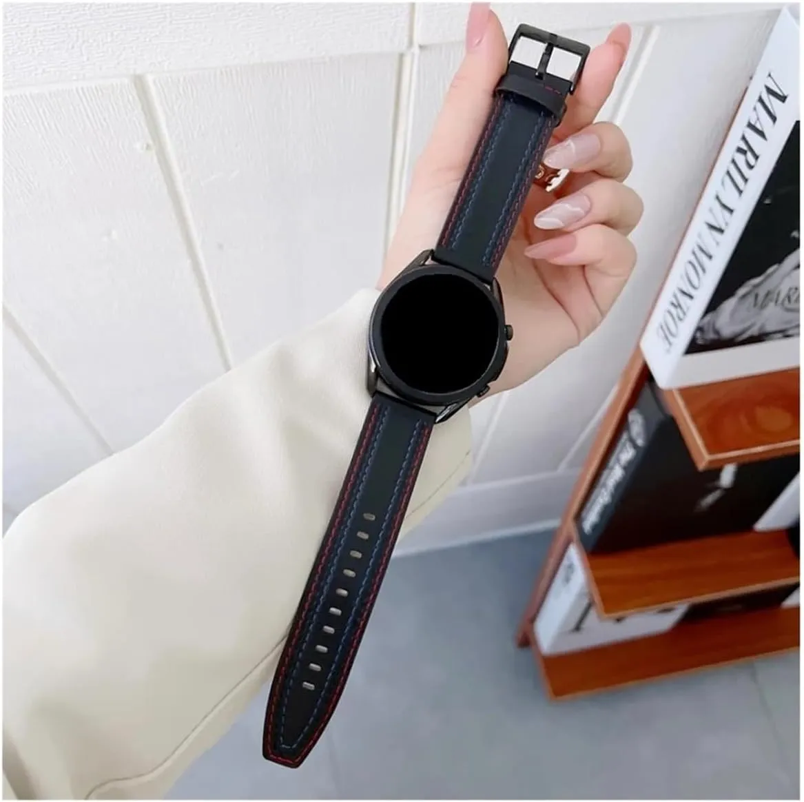 Cow Leather Strap Fit for Samsung Galaxy Watch/Huawei Watch 3 GT 2 46mm 42mm/ Amazfit GTR Bracelet Watch band