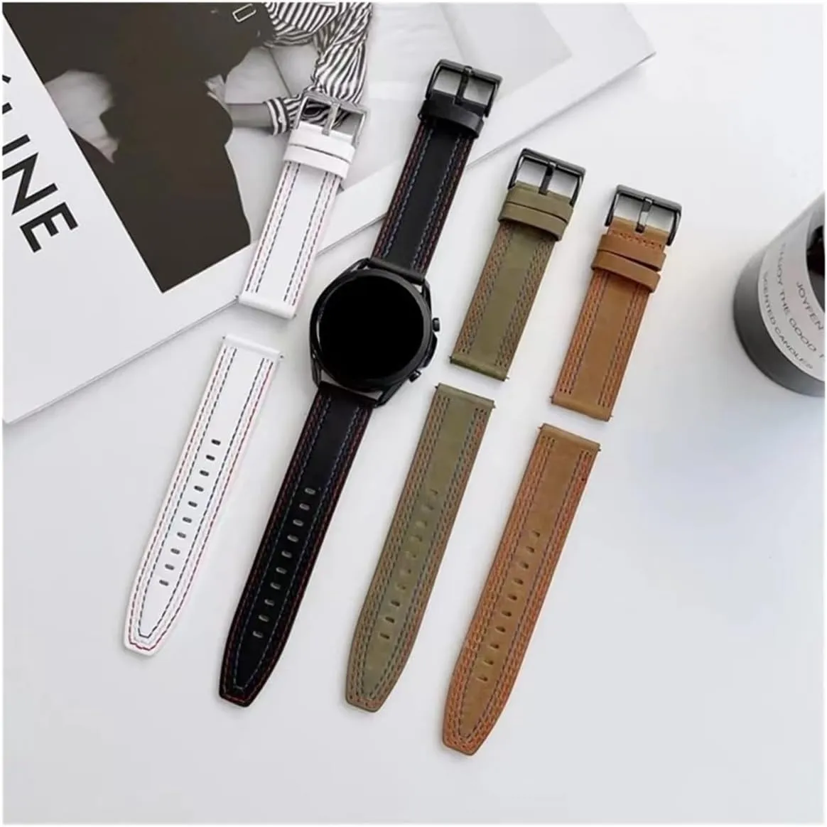 Cow Leather Strap Fit for Samsung Galaxy Watch/Huawei Watch 3 GT 2 46mm 42mm/ Amazfit GTR Bracelet Watch band