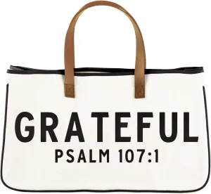 Creative Brands Faithworks-Inspirational Large Canvas and Leather Tote, Black 20 x 11-Inch