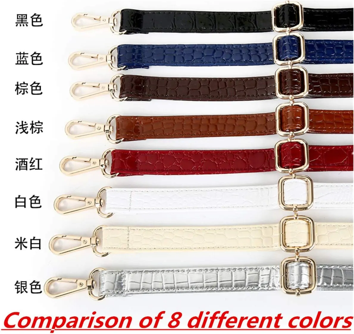 Crocodile pattern Shape Leather Adjustable Shoulder Straps Replacement Cross Body Purse Handbag Bag Wallet Straps 30"-59"