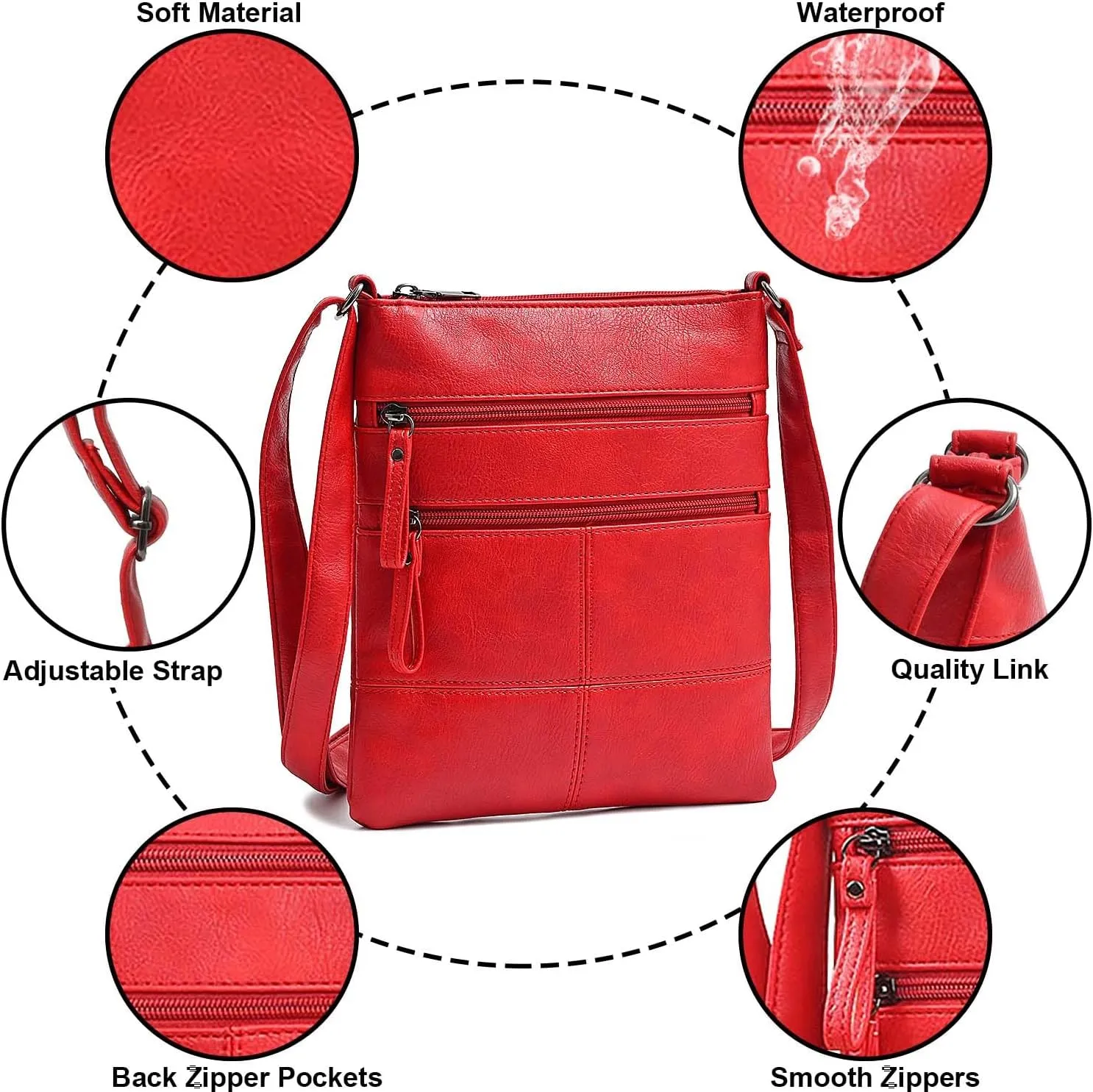 Crossbody Bag for Women, Crossbody Purse Cell Phone Wallet Purses Should Bag,PU Leather Sling Bag with Pockets