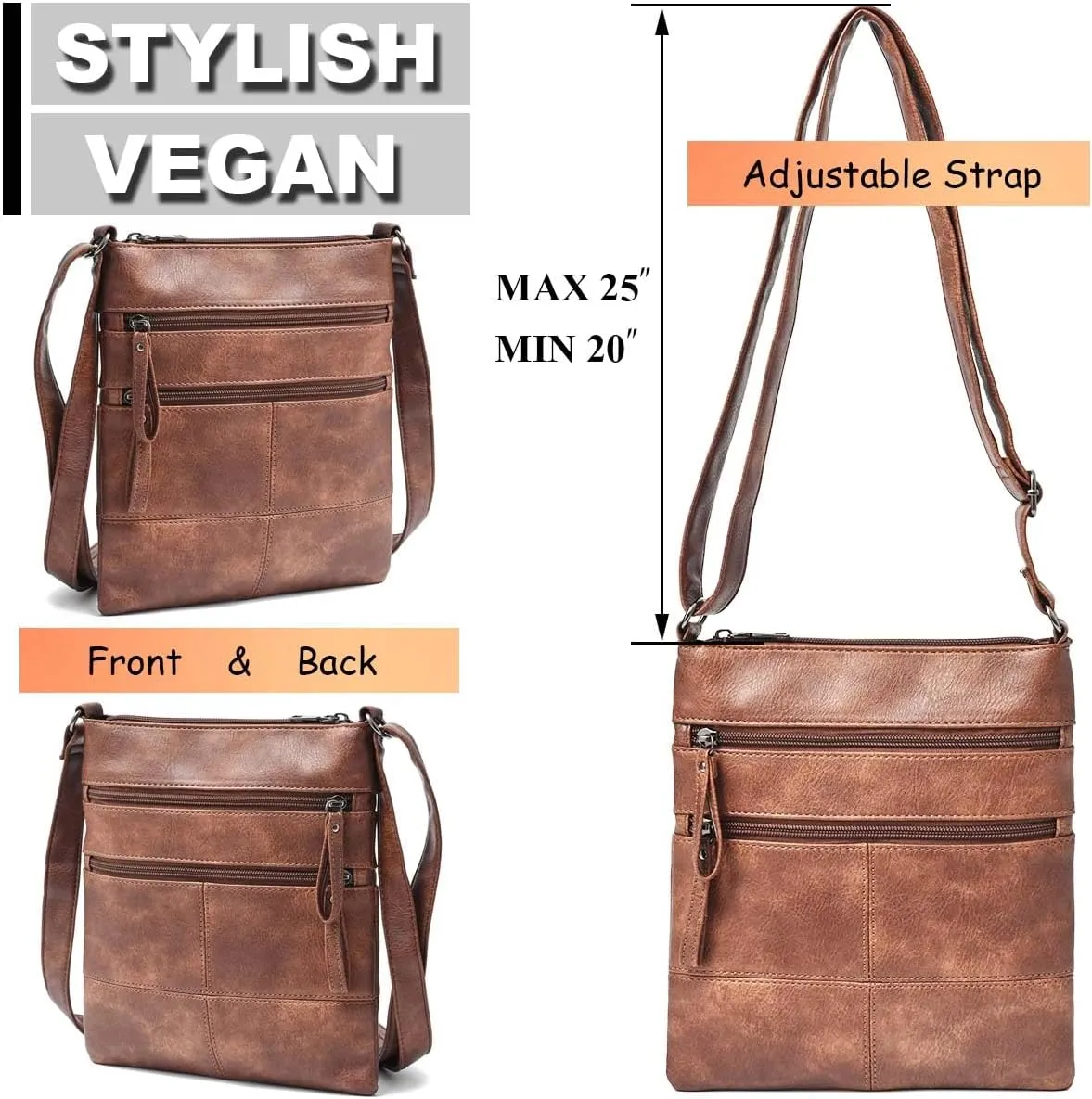 Crossbody Bag for Women, Crossbody Purse Cell Phone Wallet Purses Should Bag,PU Leather Sling Bag with Pockets