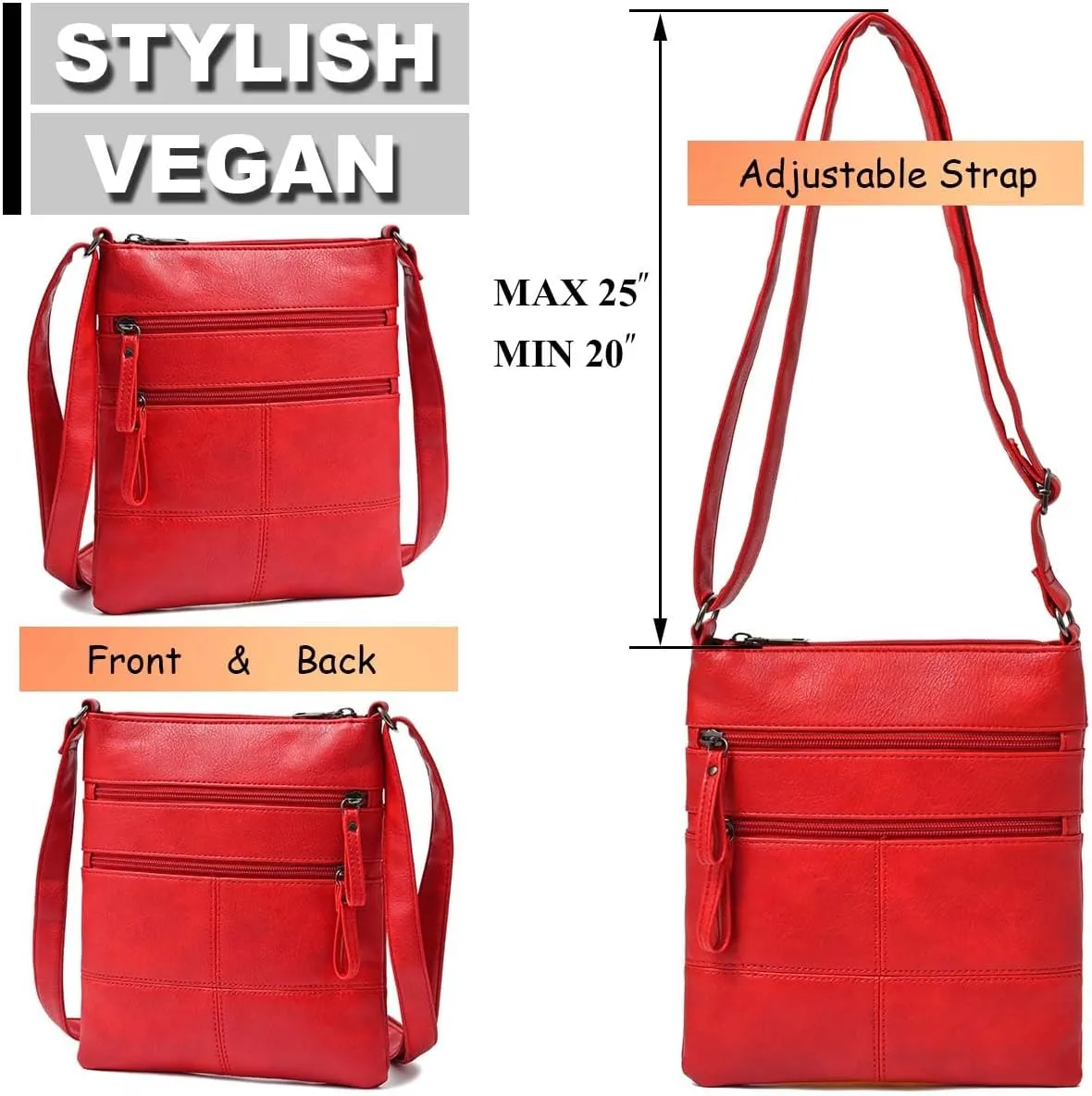 Crossbody Bag for Women, Crossbody Purse Cell Phone Wallet Purses Should Bag,PU Leather Sling Bag with Pockets