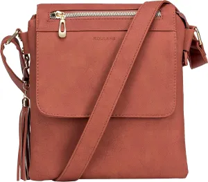 Crossbody Bag for Women, Leather Crossbody Purse Lightweight Medium Double Compartment Shoulder Bag with Tassel