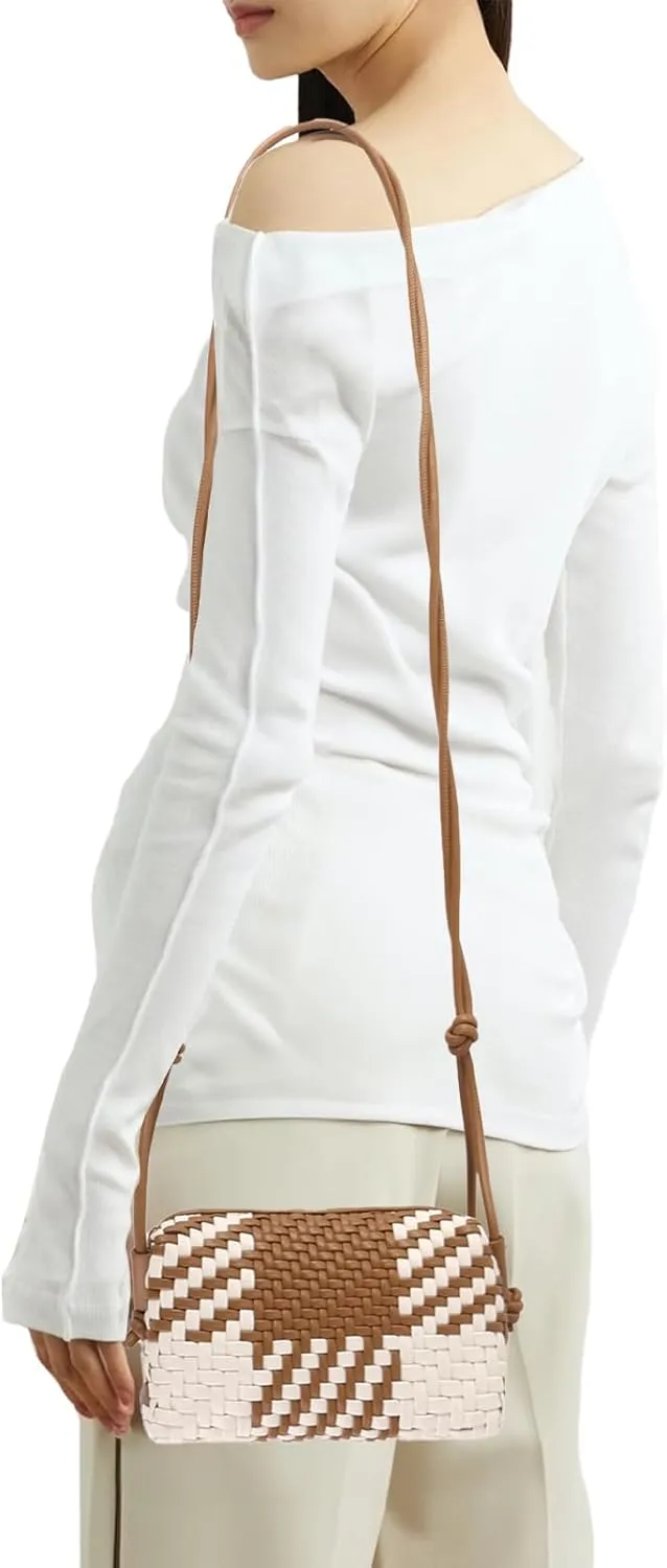 Crossbody Bag for Women Trendy Woven Purse Vegan Leather Small Shoulder Handbags with Strap