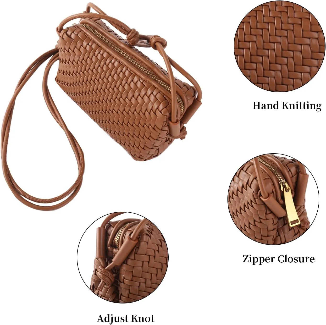 Crossbody Bag for Women Trendy Woven Purse Vegan Leather Small Shoulder Handbags with Strap