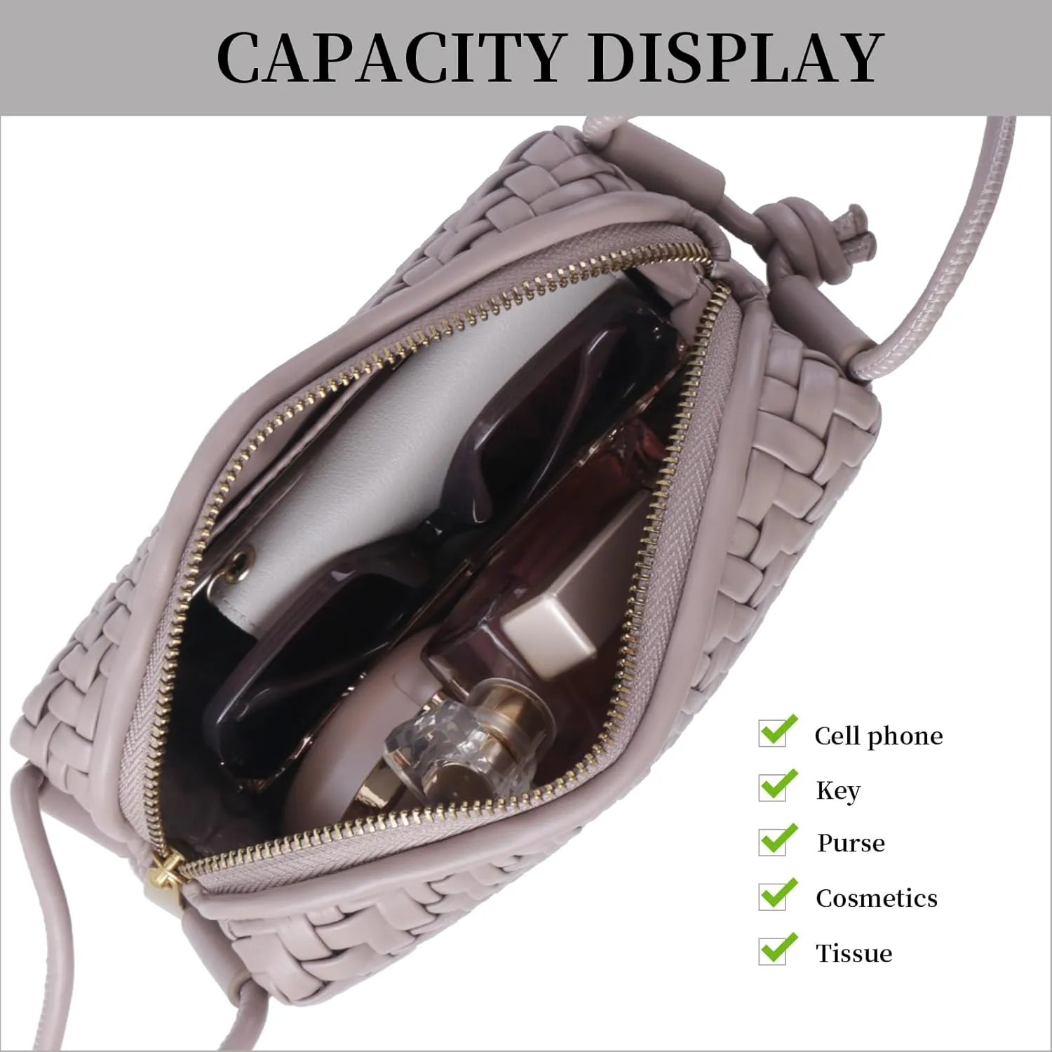 Crossbody Bag for Women Trendy Woven Purse Vegan Leather Small Shoulder Handbags with Strap