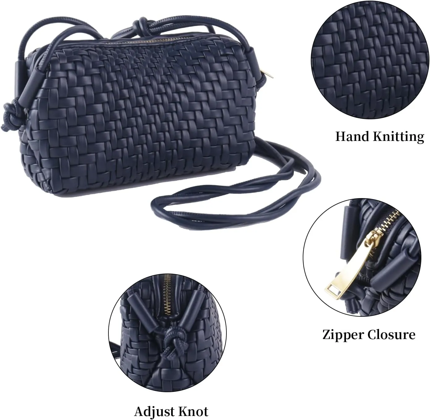 Crossbody Bag for Women Trendy Woven Purse Vegan Leather Small Shoulder Handbags with Strap