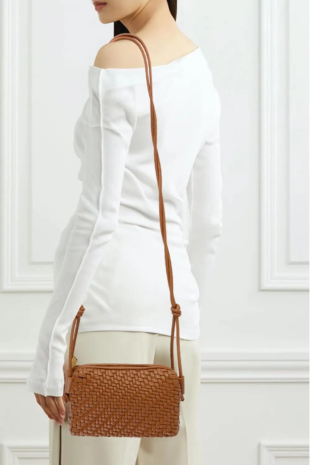 Crossbody Bag for Women Trendy Woven Purse Vegan Leather Small Shoulder Handbags with Strap