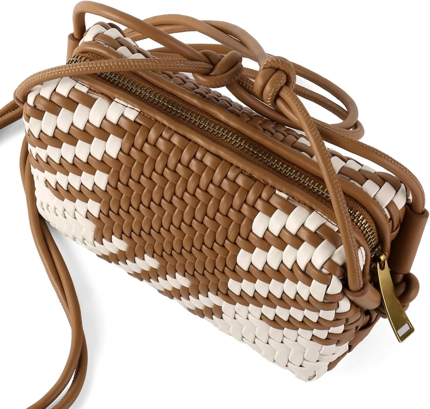 Crossbody Bag for Women Trendy Woven Purse Vegan Leather Small Shoulder Handbags with Strap