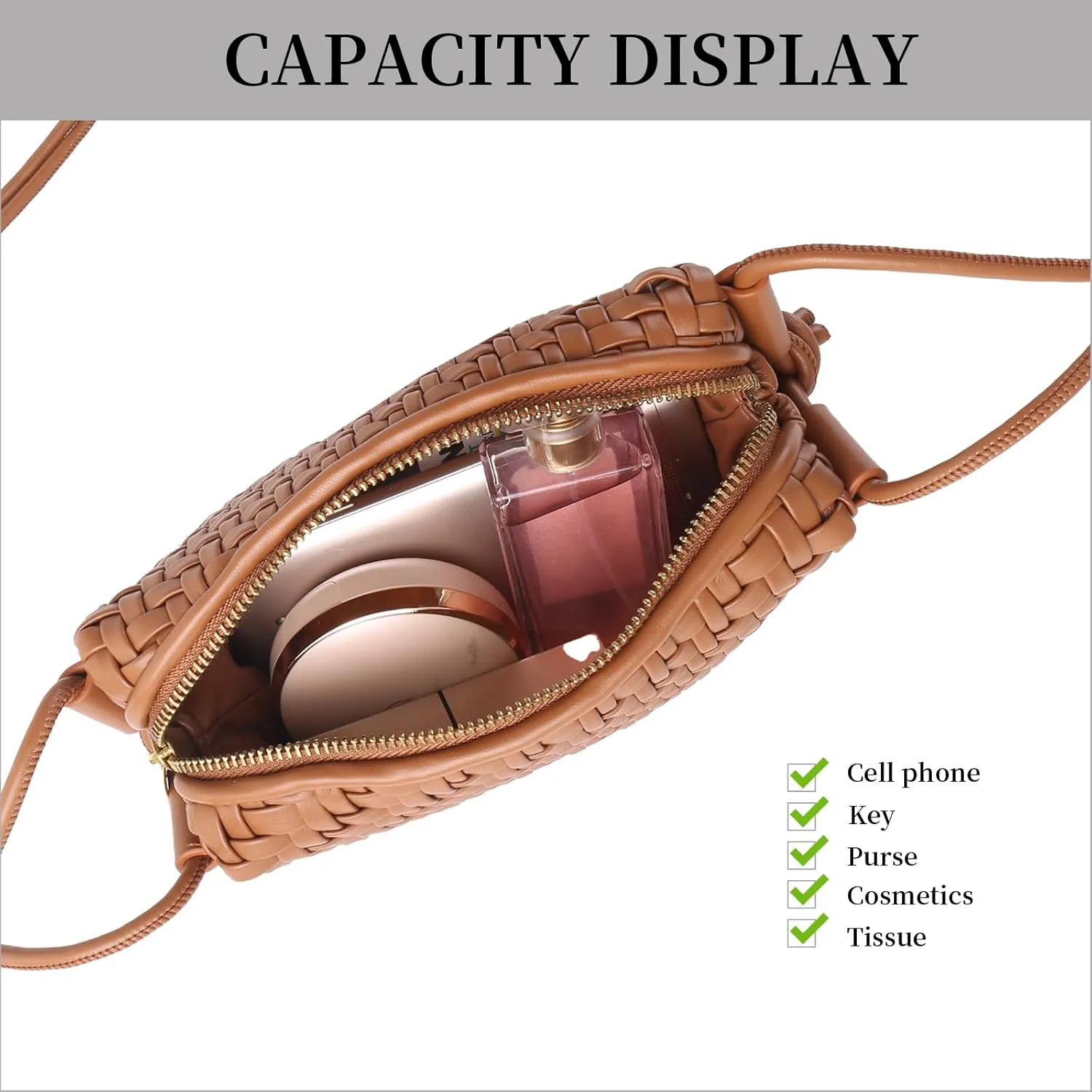 Crossbody Bag for Women Trendy Woven Purse Vegan Leather Small Shoulder Handbags with Strap