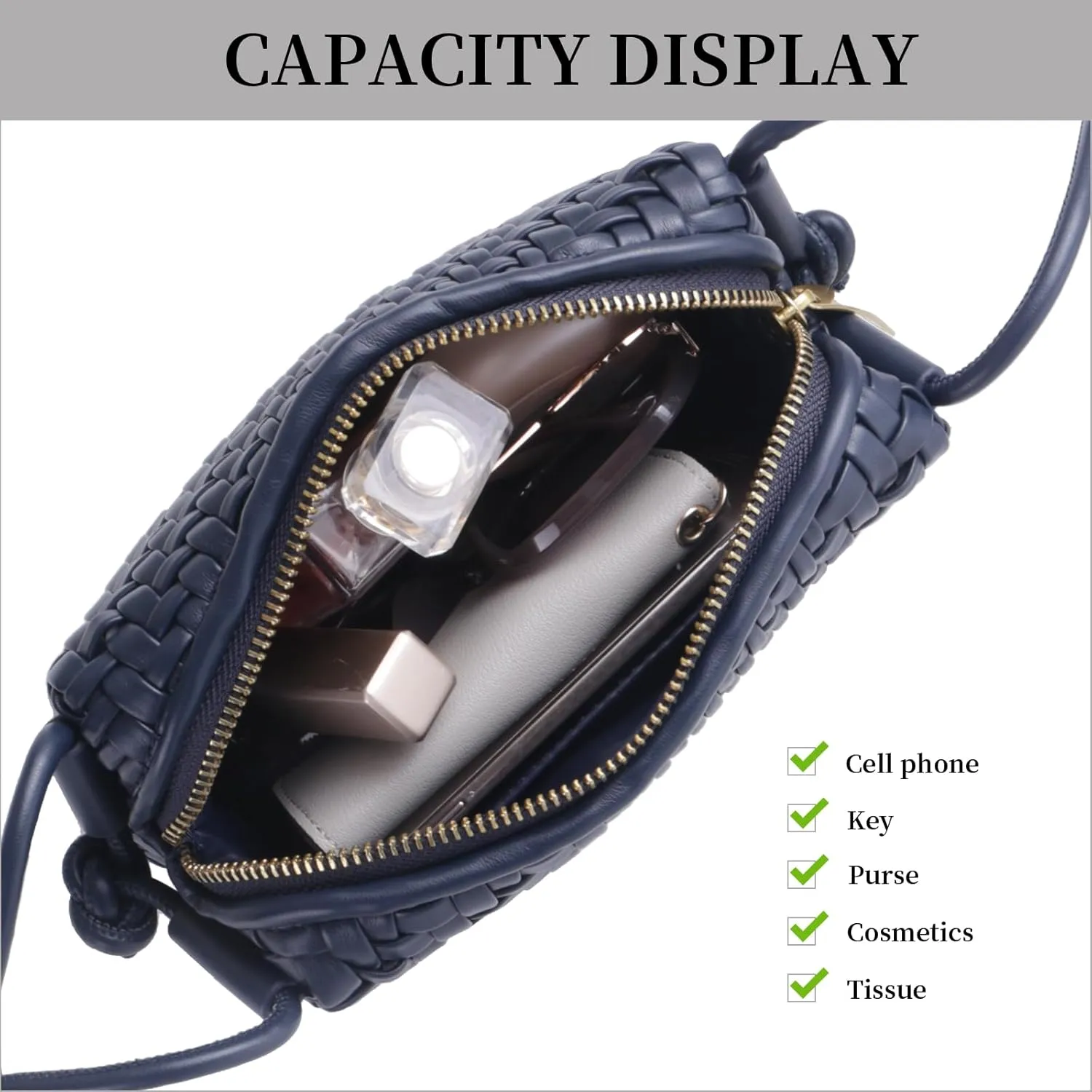 Crossbody Bag for Women Trendy Woven Purse Vegan Leather Small Shoulder Handbags with Strap