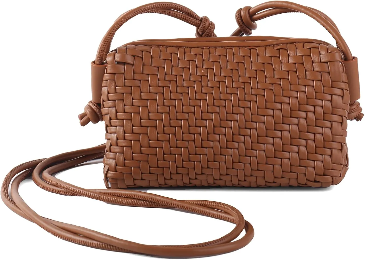 Crossbody Bag for Women Trendy Woven Purse Vegan Leather Small Shoulder Handbags with Strap