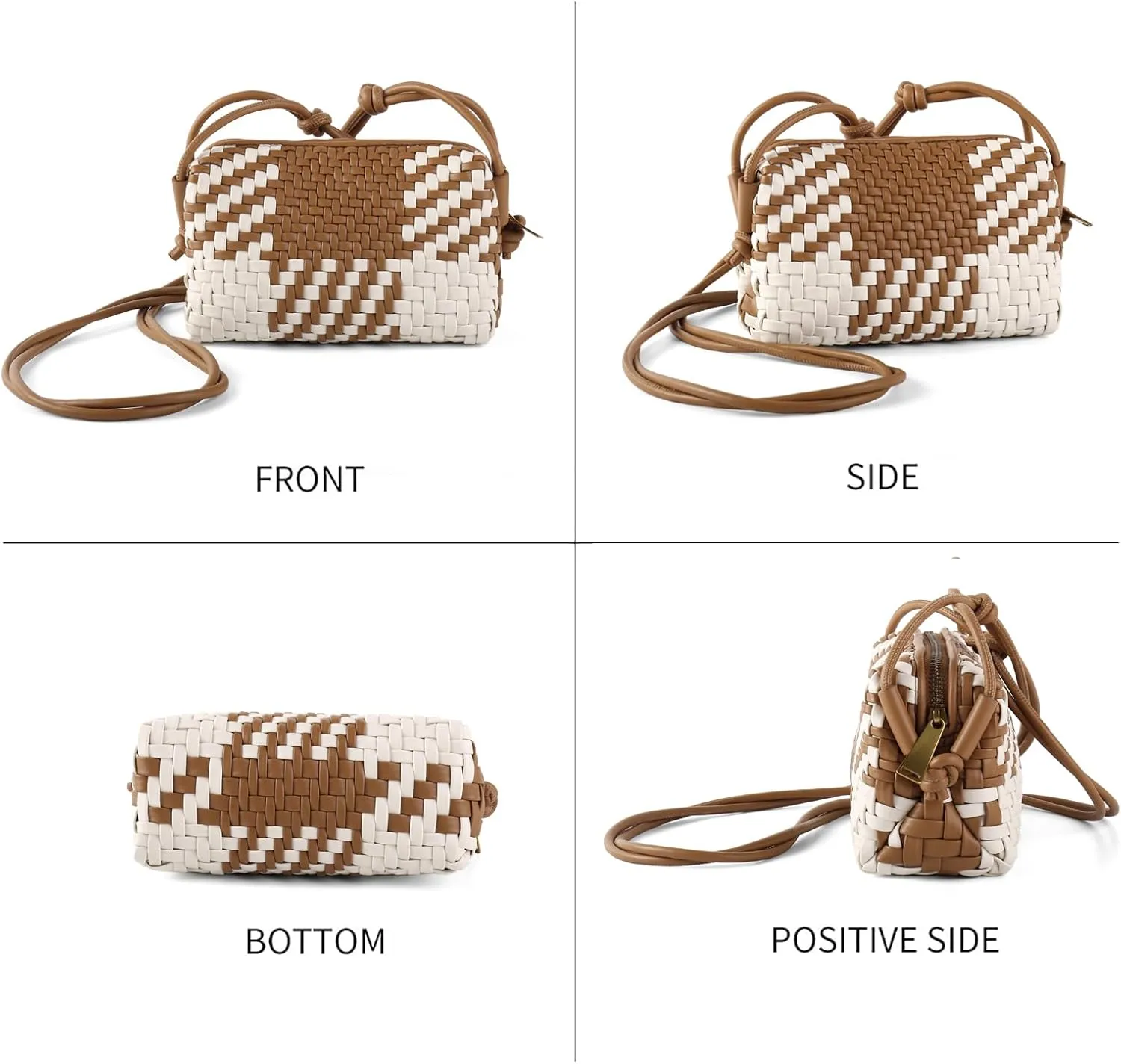 Crossbody Bag for Women Trendy Woven Purse Vegan Leather Small Shoulder Handbags with Strap